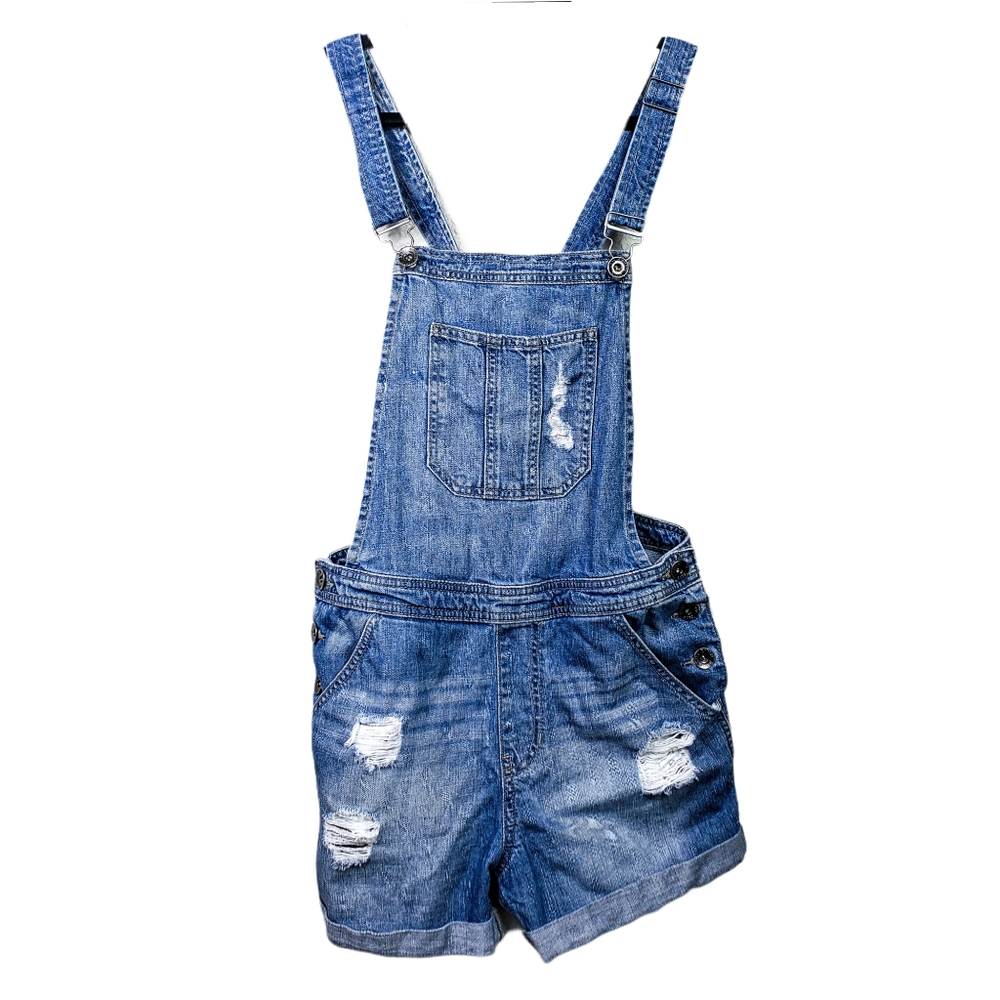 Love Culture Jeans Overall Shorts Lightwash Sz M